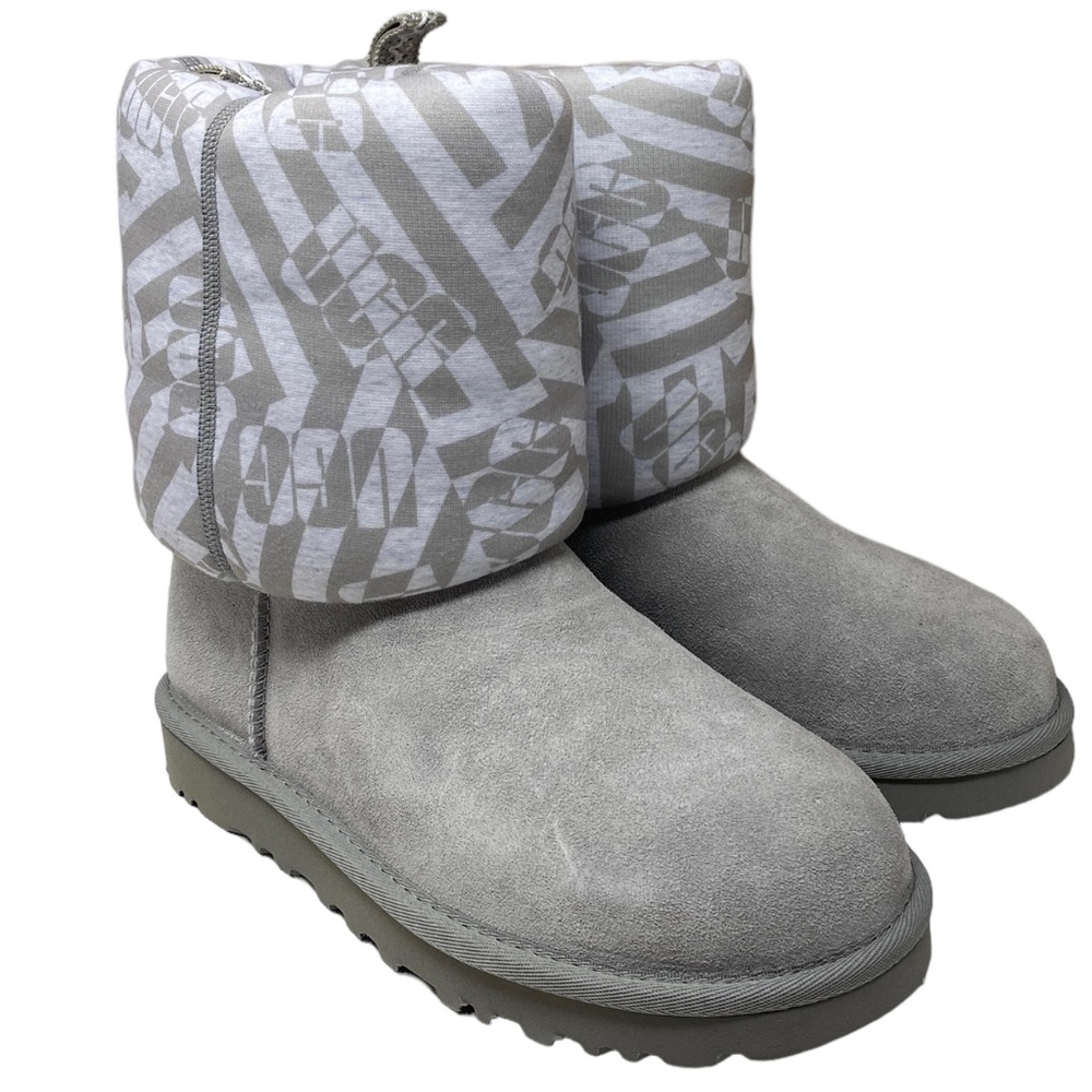 UGG Classic Short Jersey Stripe Gray Suede Boots Winter Women's Size 1138431 SEL - Picture 2 of 11